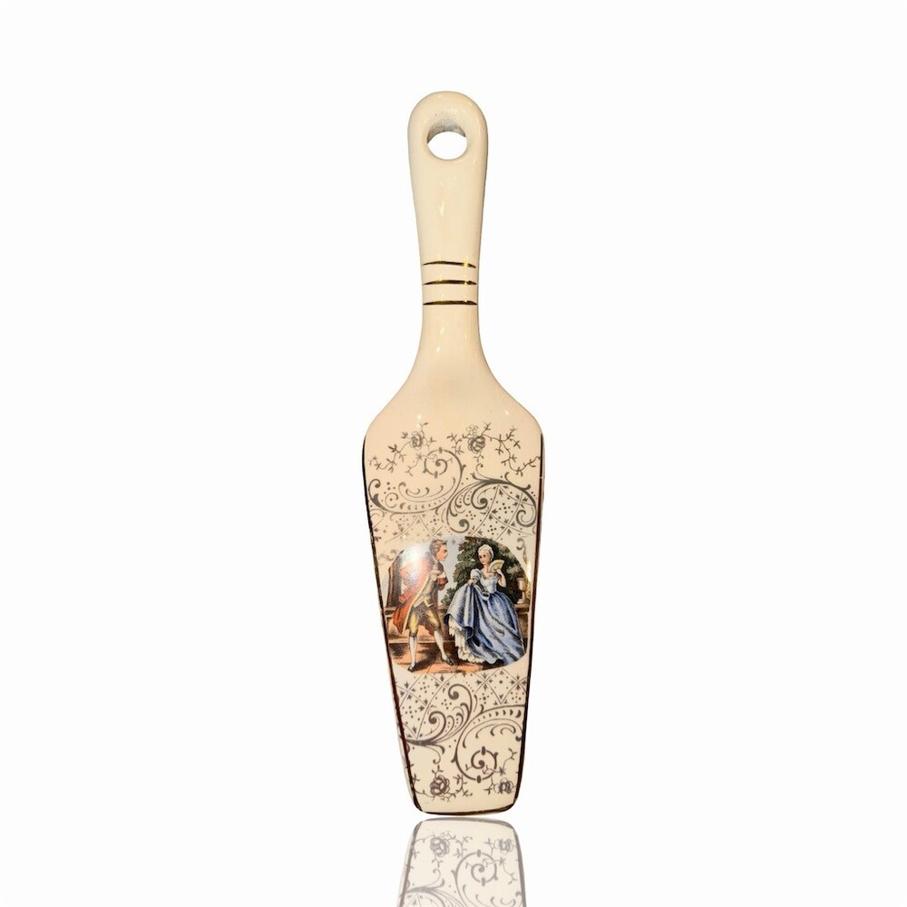 Vintage Sabin Crest-O-Gold Colonial Couple Pie/Cake Server 9.25in Gold